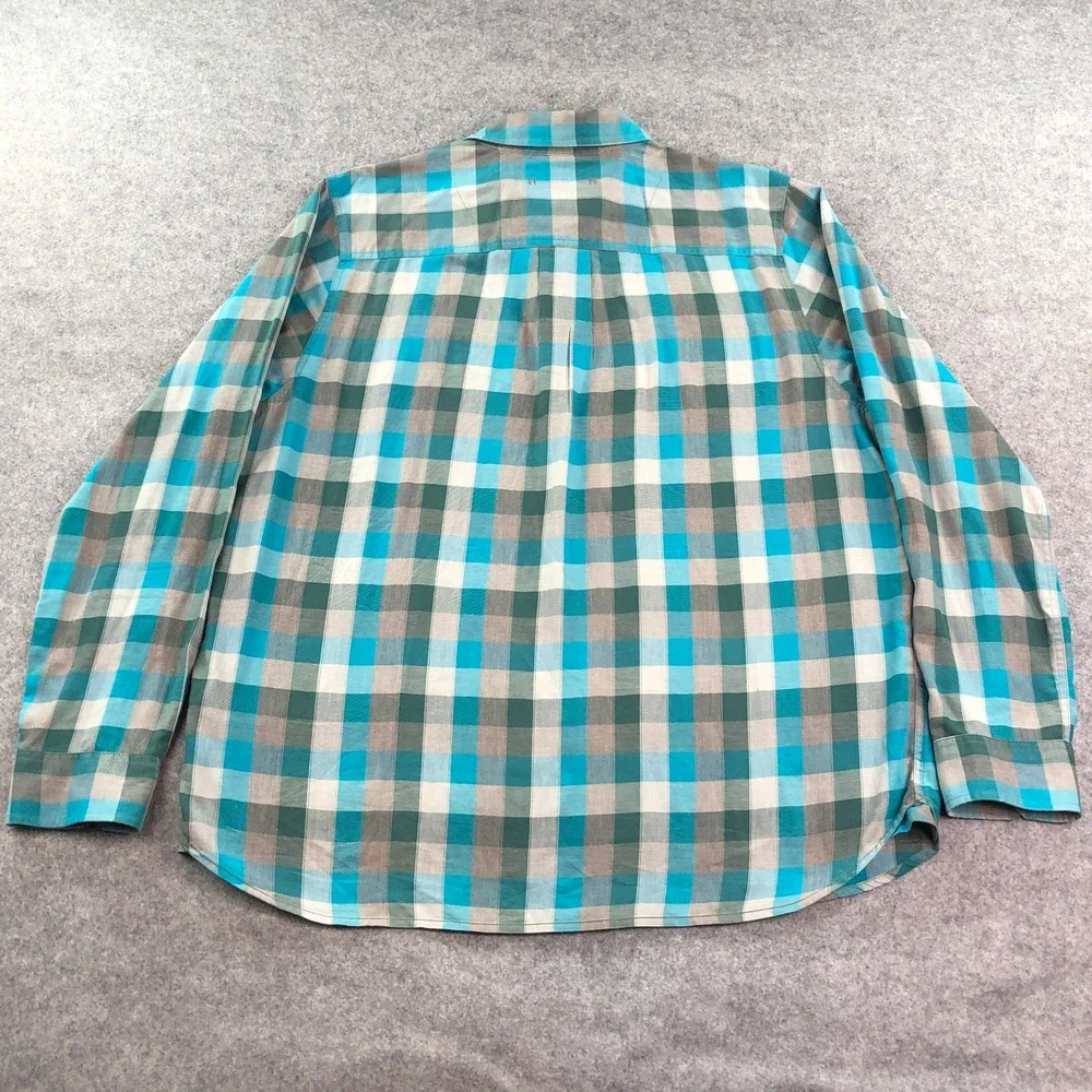 The North Face Mens XL Blue Plaid Cotton Long Sleeve Shirt Outdoor Hiking